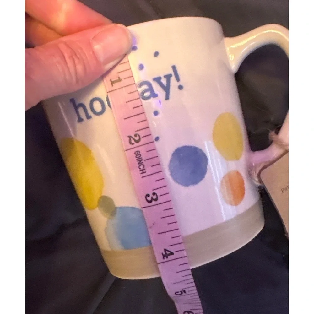 NEW DEMDACO‎ Hooray Celebration Mug Polka Dot Ceramic Coffee Cup